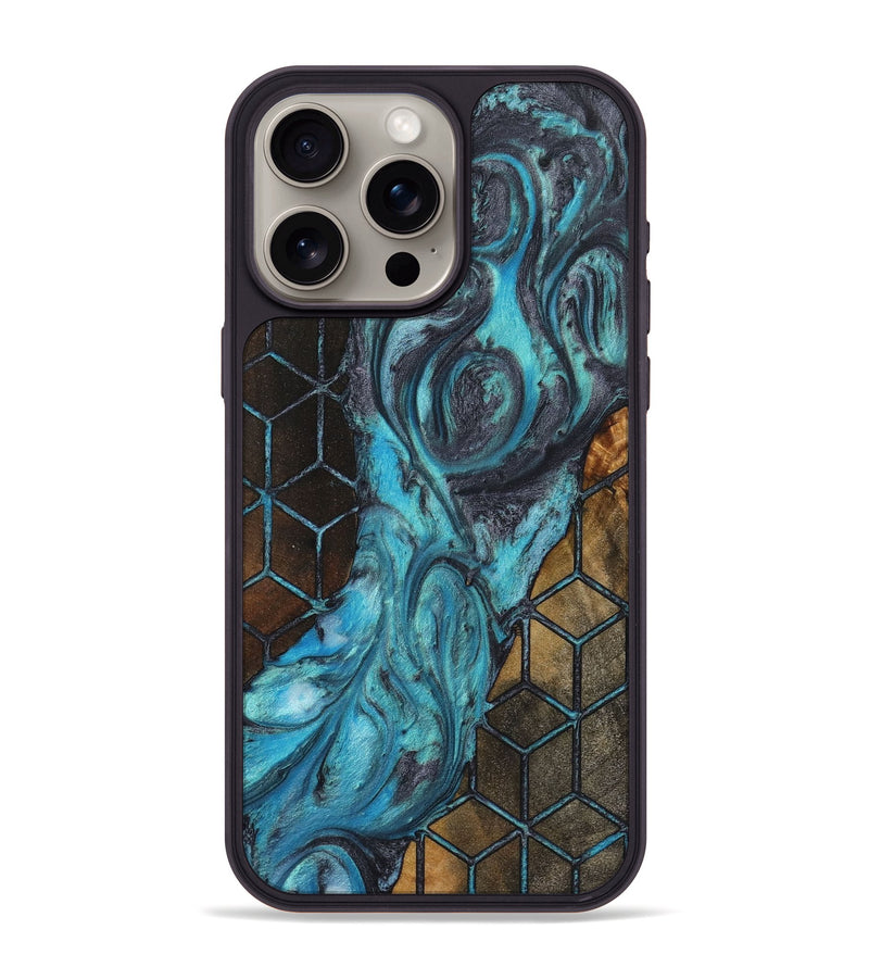 iPhone 15 Pro Max Wood+Resin Phone Case - Gordon (Pattern, 723051)