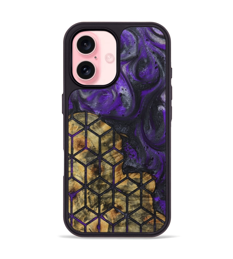 iPhone 16 Wood+Resin Phone Case - Vivienne (Pattern, 723057)