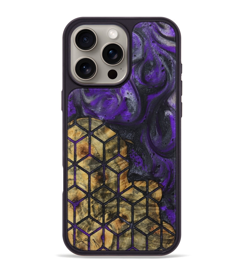 iPhone 16 Pro Max Wood+Resin Phone Case - Vivienne (Pattern, 723057)