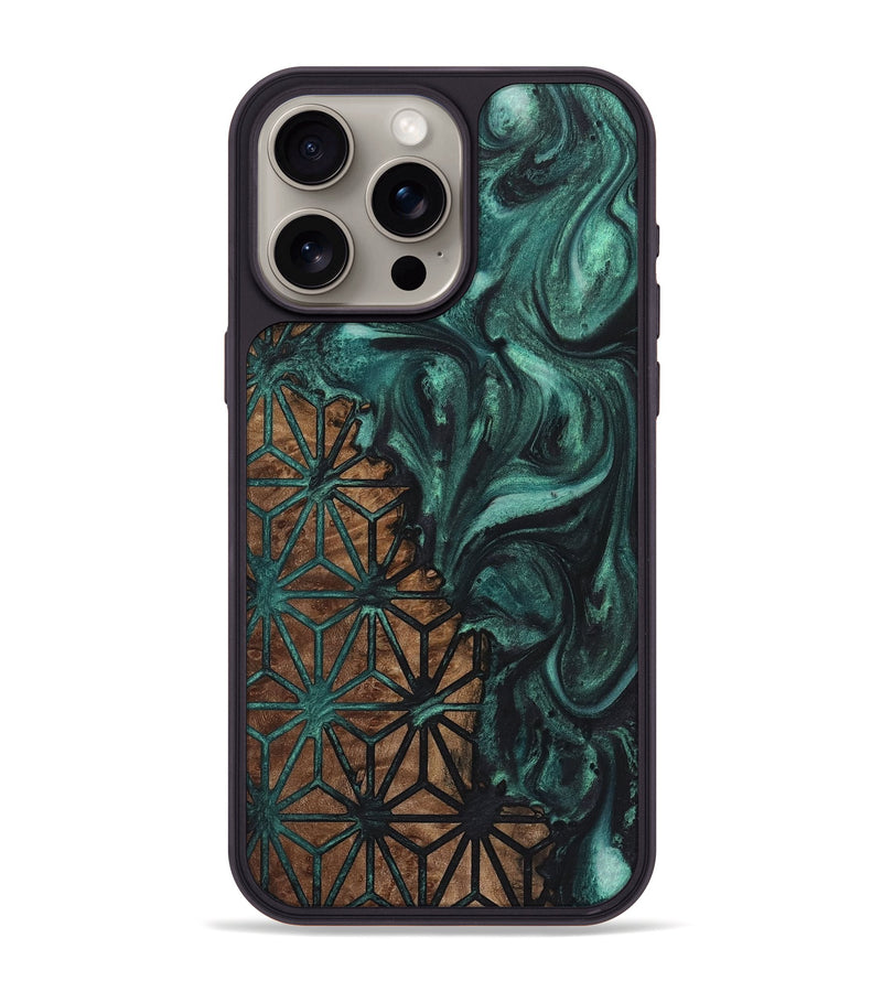 iPhone 15 Pro Max Wood+Resin Phone Case - Jillian (Pattern, 723058)