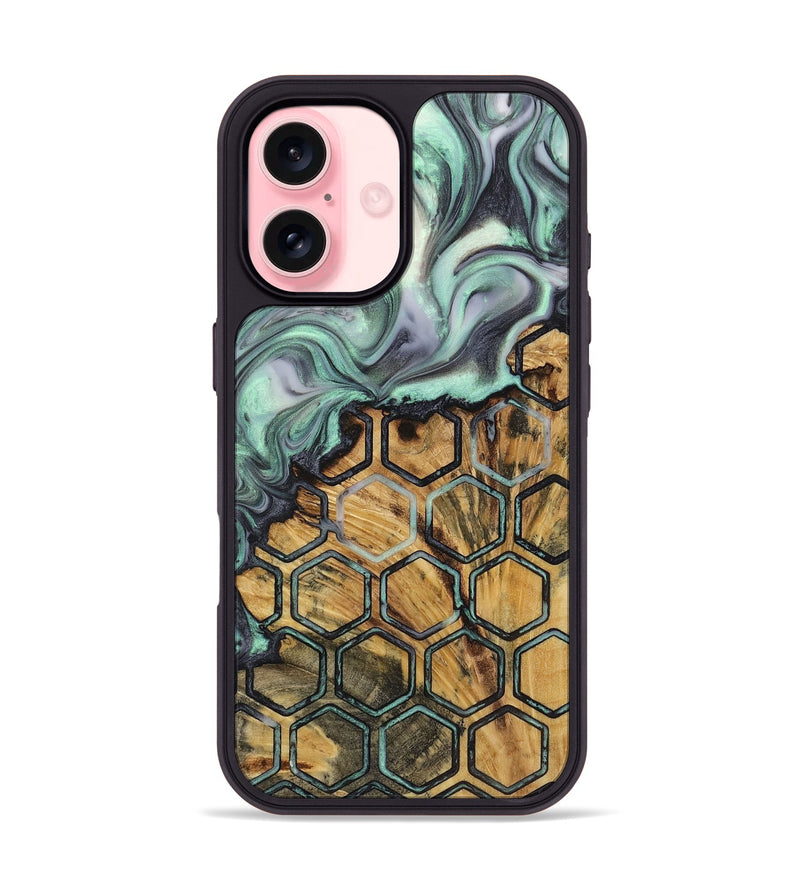 iPhone 16 Wood+Resin Phone Case - Jeffery (Pattern, 723060)