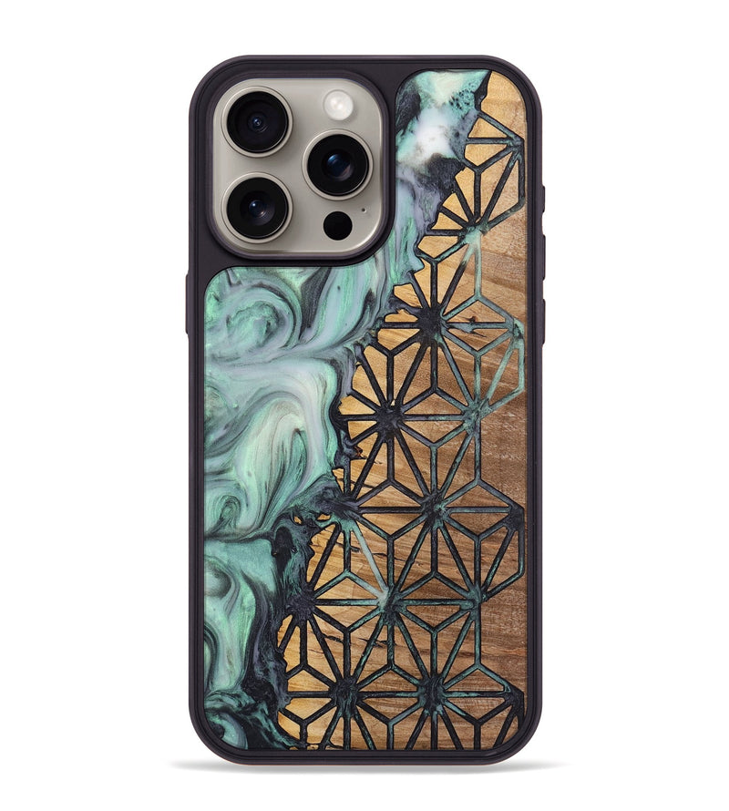 iPhone 15 Pro Max Wood+Resin Phone Case - Jill (Pattern, 723062)