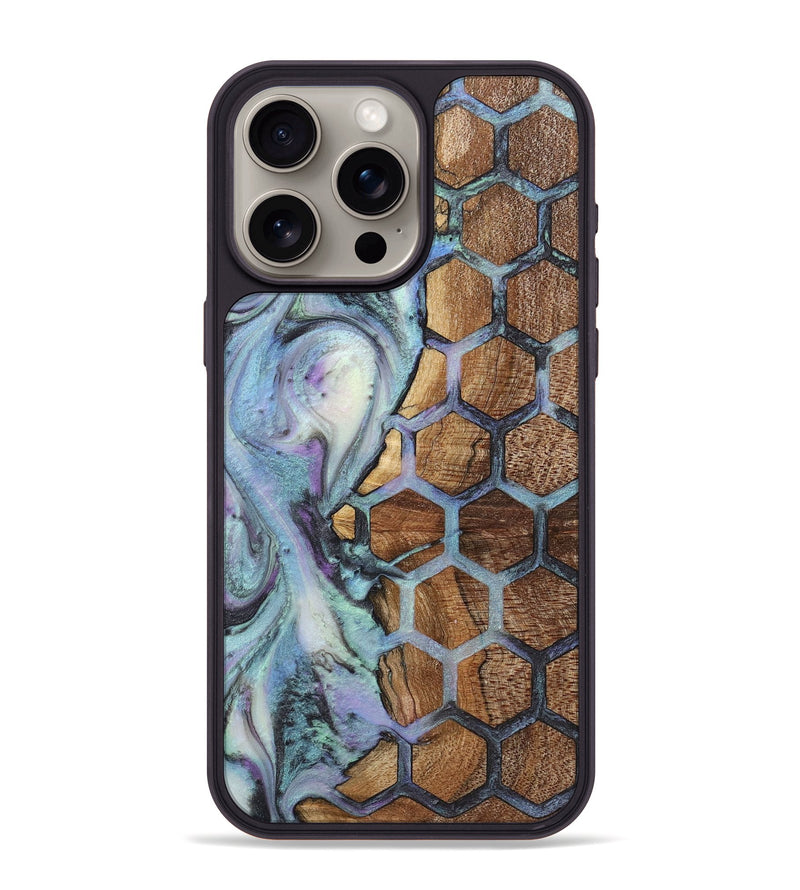 iPhone 15 Pro Max Wood+Resin Phone Case - Luna (Pattern, 723066)