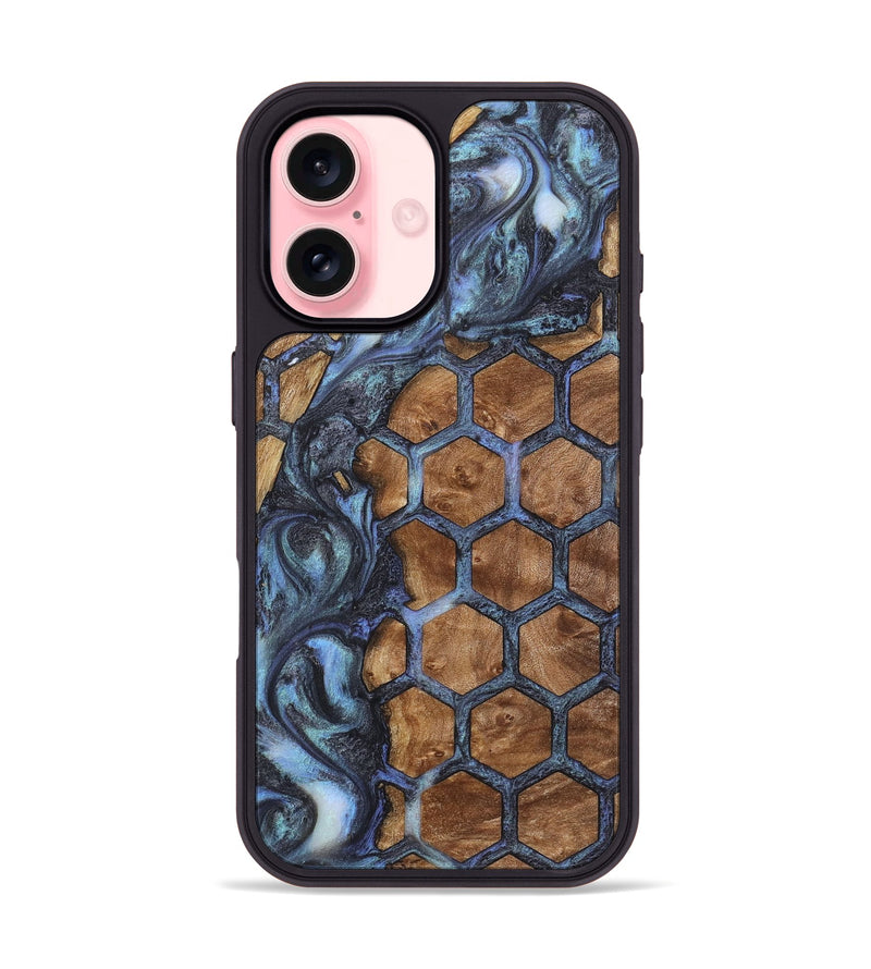 iPhone 16 Wood+Resin Phone Case - Latisha (Pattern, 723070)