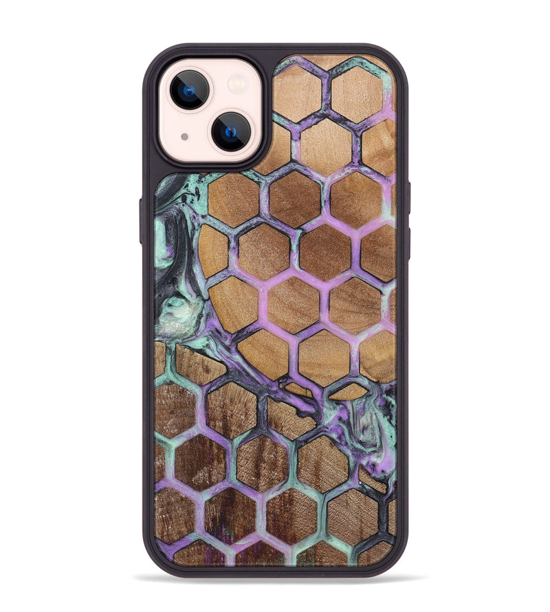 iPhone 14 Plus Wood+Resin Phone Case - Magnolia (Pattern, 723073)