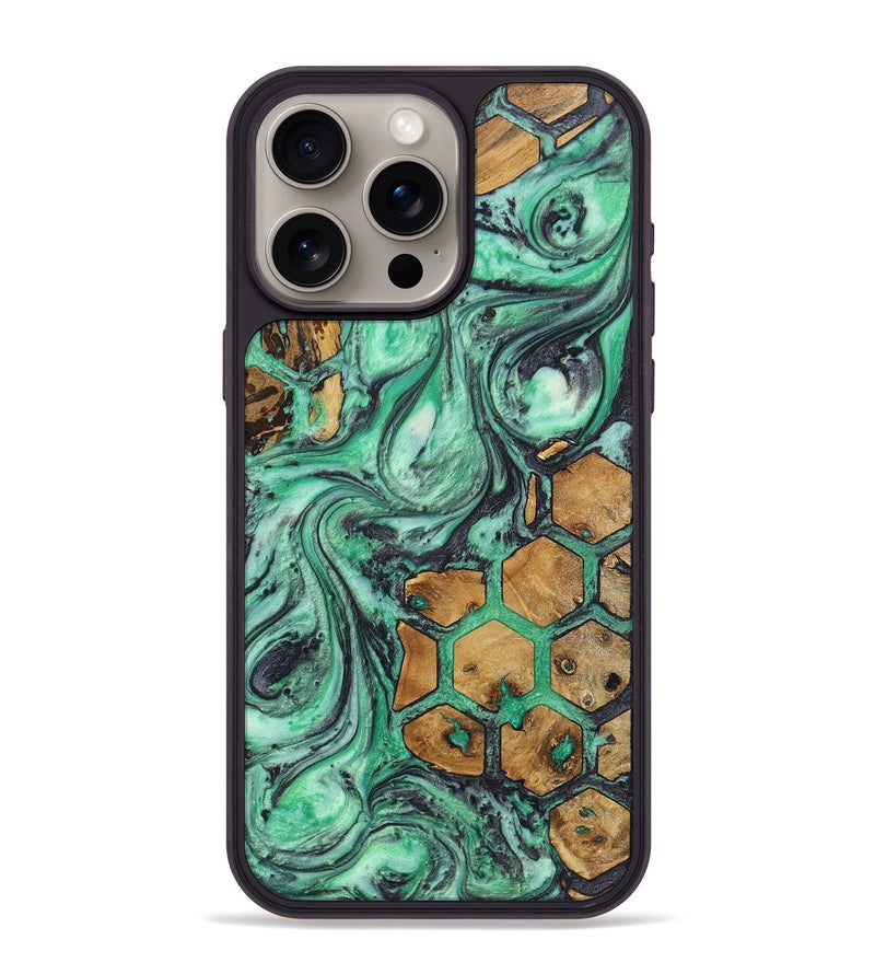 iPhone 15 Pro Max Wood+Resin Phone Case - Erma (Pattern, 723076)