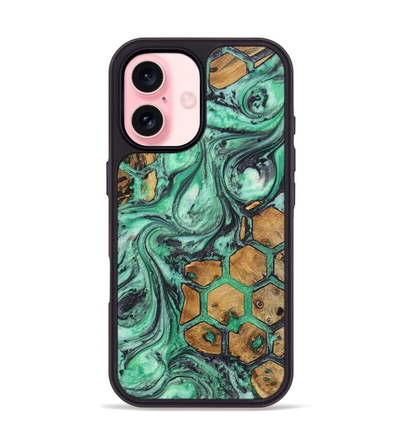 iPhone 16 Wood+Resin Phone Case - Erma (Pattern, 723076)