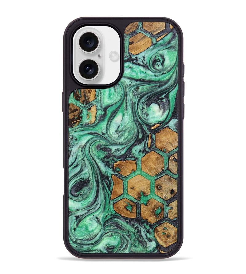 iPhone 16 Plus Wood+Resin Phone Case - Erma (Pattern, 723076)