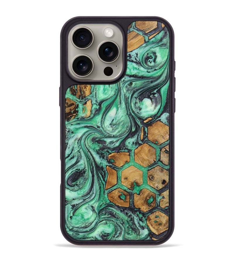 iPhone 16 Pro Max Wood+Resin Phone Case - Erma (Pattern, 723076)