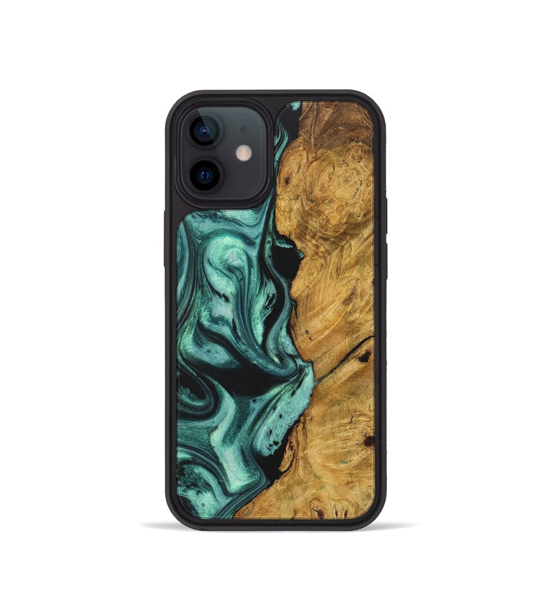 iPhone 12 mini Wood+Resin Phone Case - Lloyd (Green, 723120)