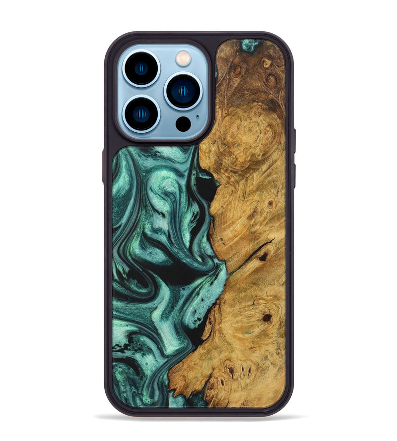 iPhone 14 Pro Max Wood+Resin Phone Case - Lloyd (Green, 723120)