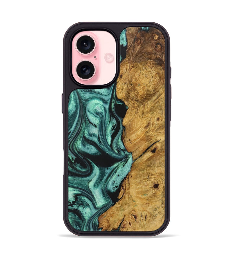 iPhone 16 Wood+Resin Phone Case - Lloyd (Green, 723120)