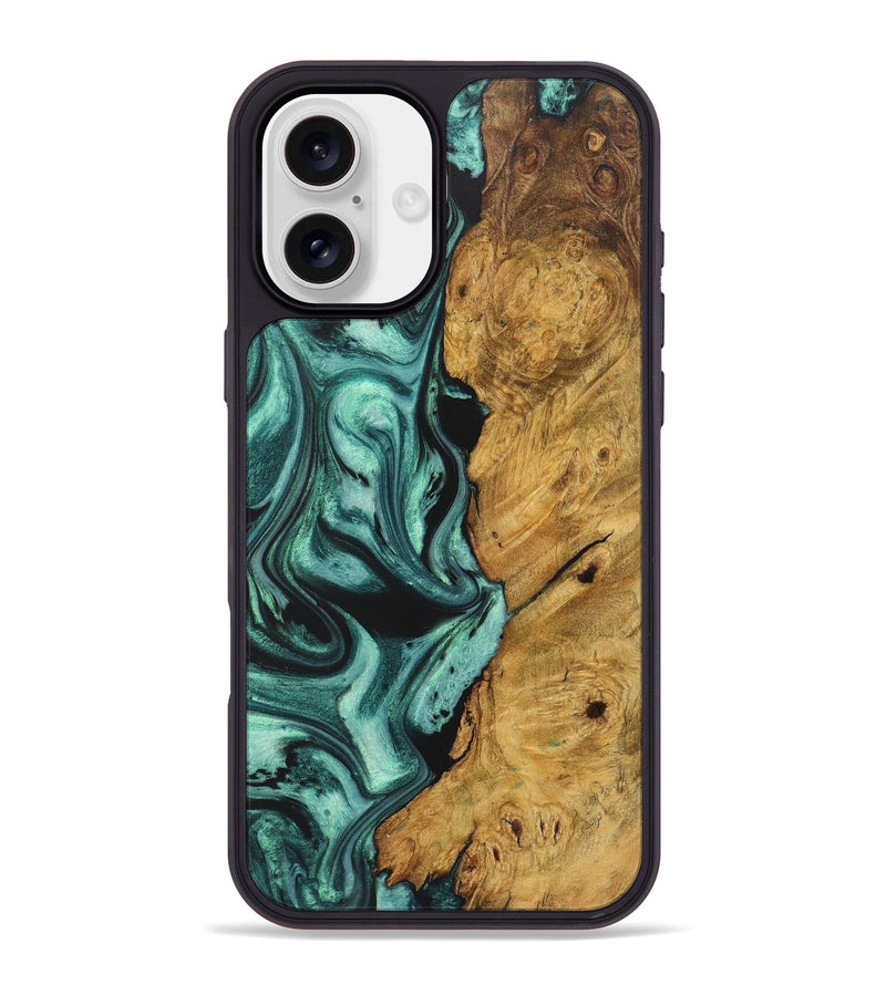 iPhone 16 Plus Wood+Resin Phone Case - Lloyd (Green, 723120)