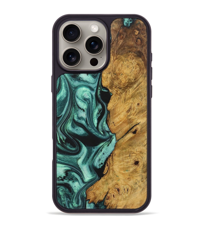 iPhone 16 Pro Max Wood+Resin Phone Case - Lloyd (Green, 723120)