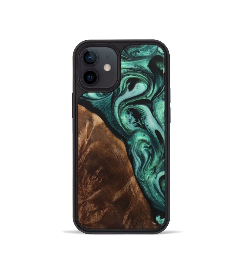 iPhone 12 mini Wood+Resin Phone Case - Jadyn (Green, 723121)