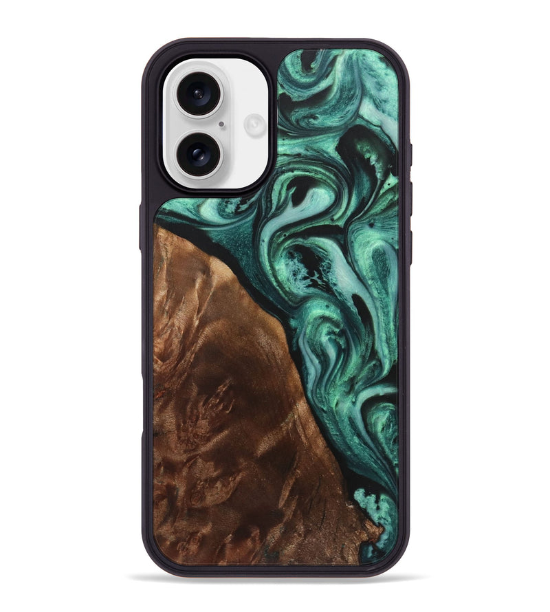 iPhone 16 Plus Wood+Resin Phone Case - Jadyn (Green, 723121)