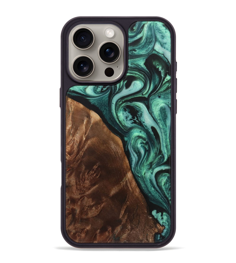 iPhone 16 Pro Max Wood+Resin Phone Case - Jadyn (Green, 723121)