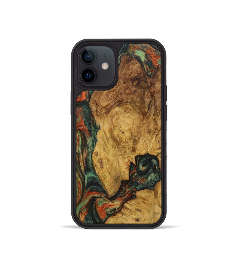 iPhone 12 mini Wood+Resin Phone Case - Archie (Green, 723122)