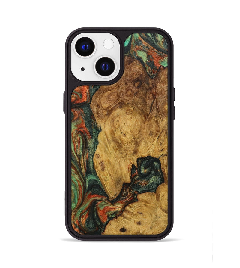 iPhone 13 Wood+Resin Phone Case - Archie (Green, 723122)