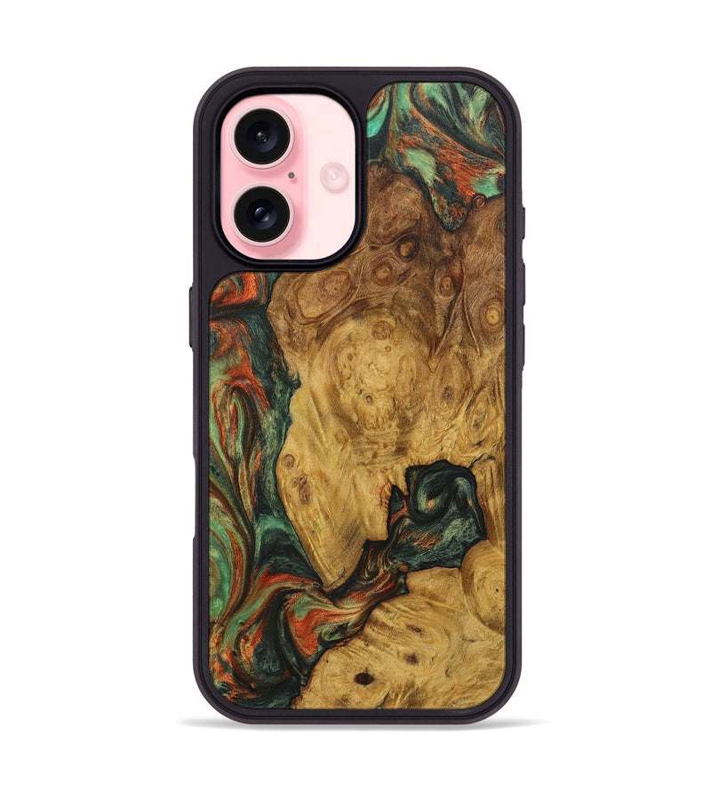 iPhone 16 Wood+Resin Phone Case - Archie (Green, 723122)