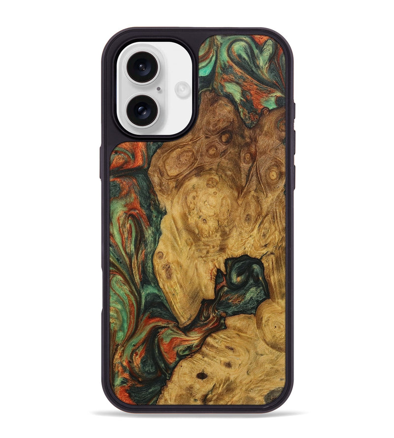 iPhone 16 Plus Wood+Resin Phone Case - Archie (Green, 723122)