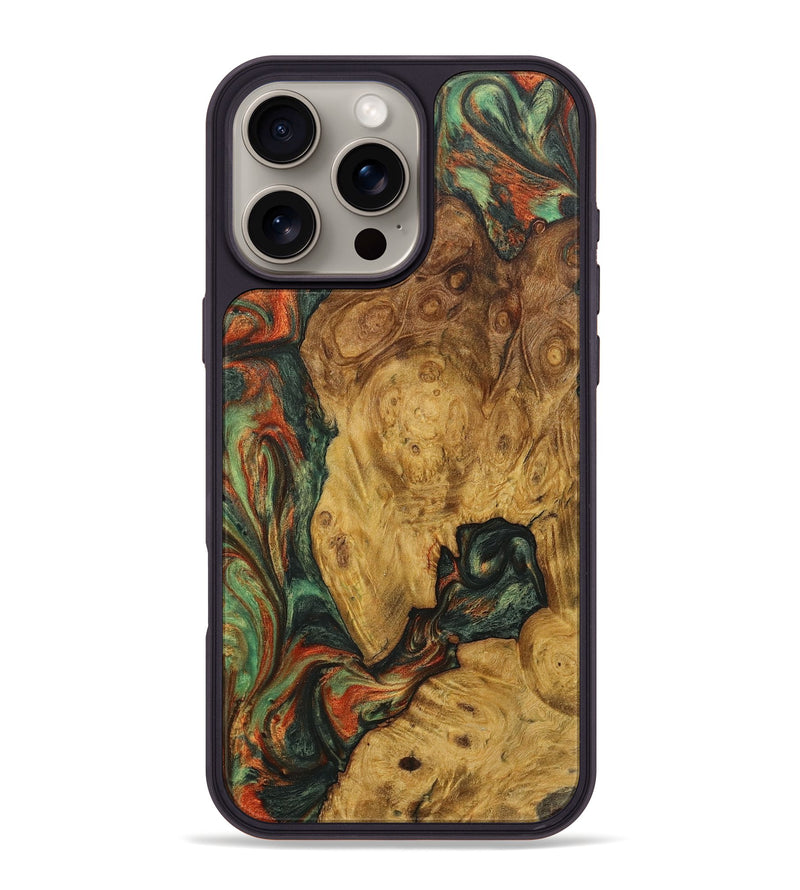 iPhone 16 Pro Max Wood+Resin Phone Case - Archie (Green, 723122)