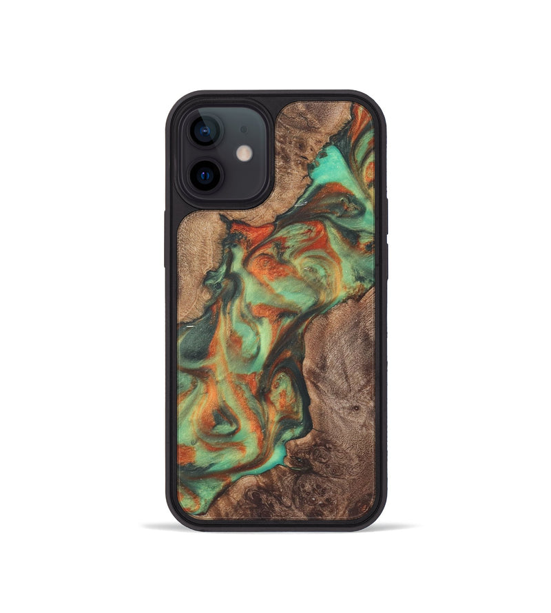 iPhone 12 mini Wood+Resin Phone Case - Elisa (Green, 723123)