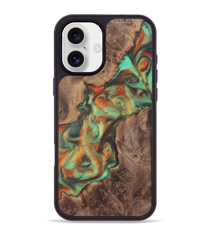 iPhone 16 Plus Wood+Resin Phone Case - Elisa (Green, 723123)