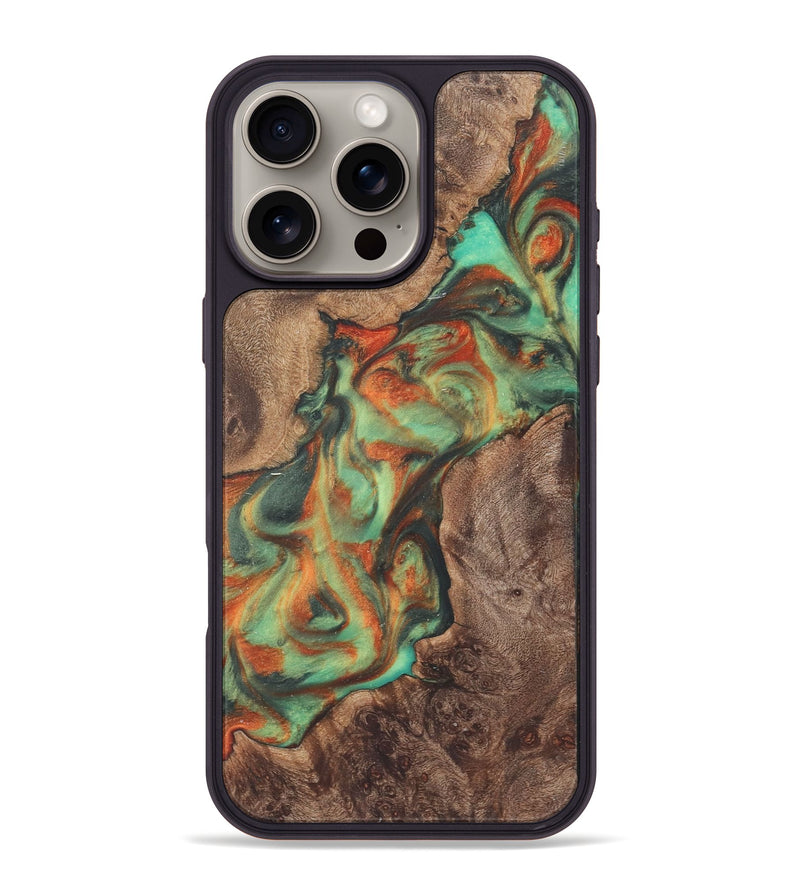 iPhone 16 Pro Max Wood+Resin Phone Case - Elisa (Green, 723123)