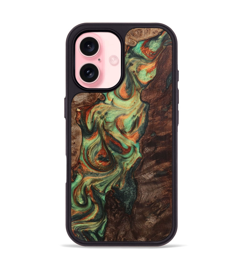 iPhone 16 Wood+Resin Phone Case - Junior (Green, 723124)