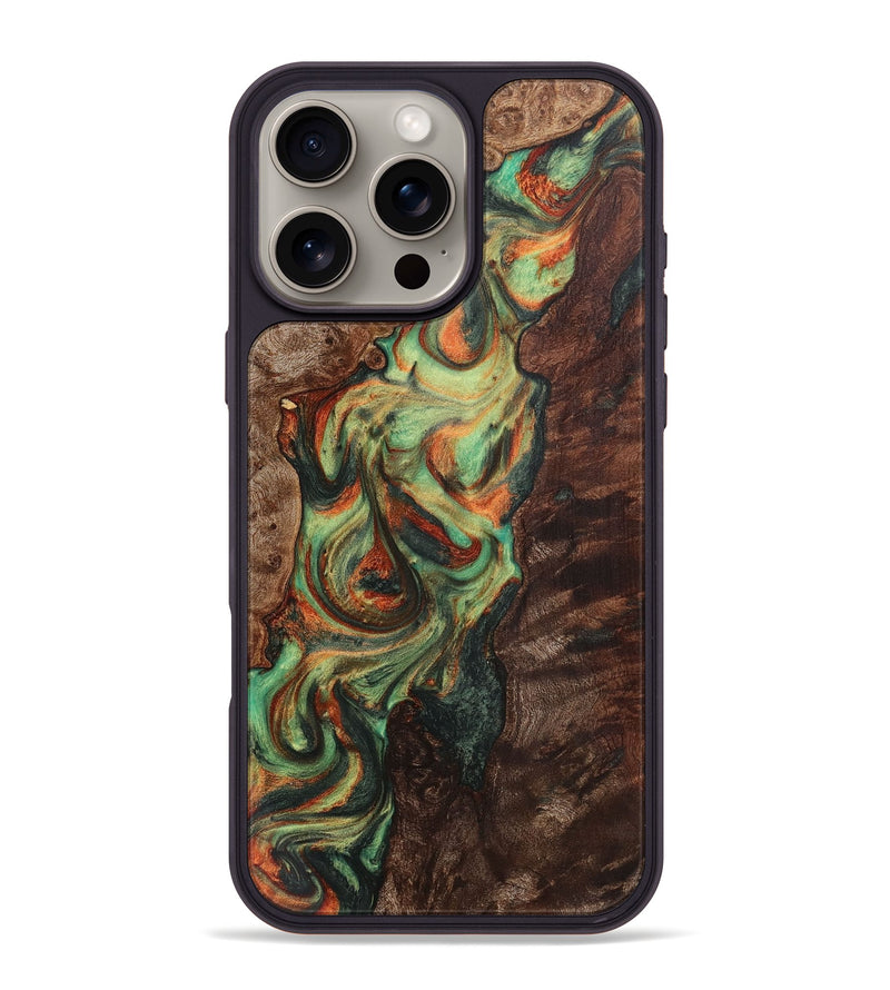 iPhone 16 Pro Max Wood+Resin Phone Case - Junior (Green, 723124)