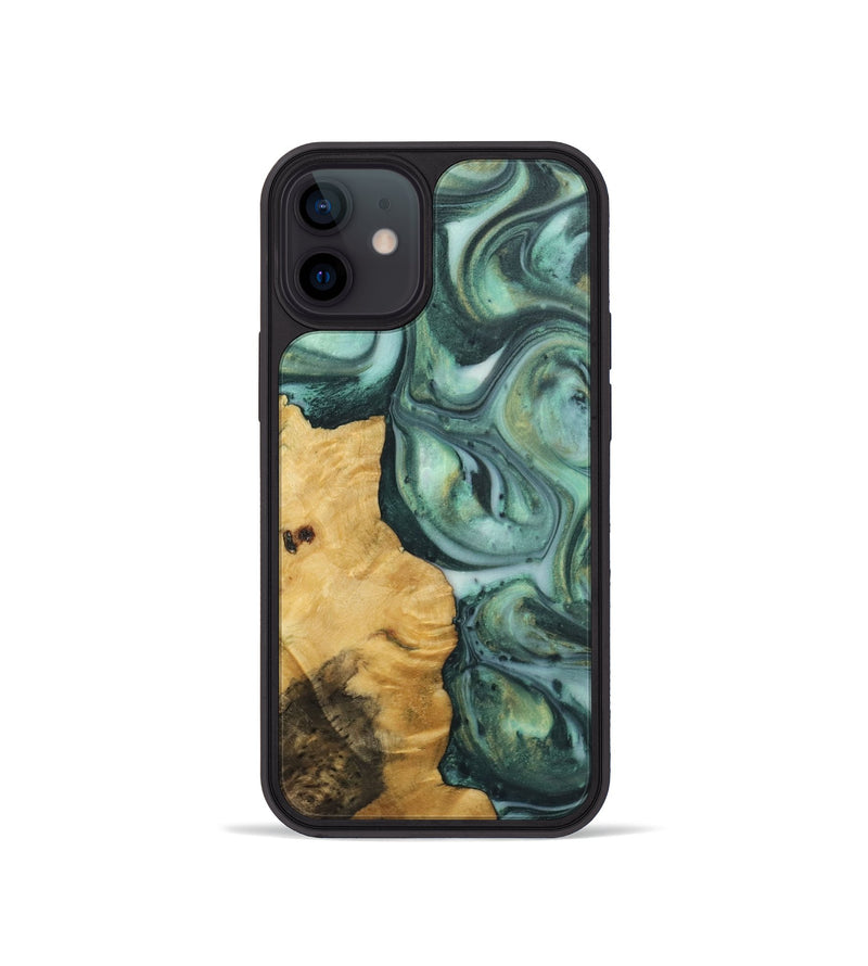 iPhone 12 mini Wood+Resin Phone Case - Juan (Green, 723125)