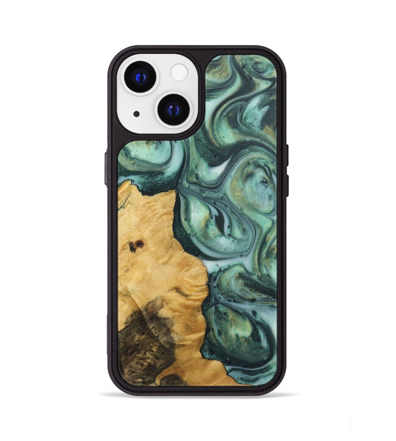 iPhone 13 Wood+Resin Phone Case - Juan (Green, 723125)