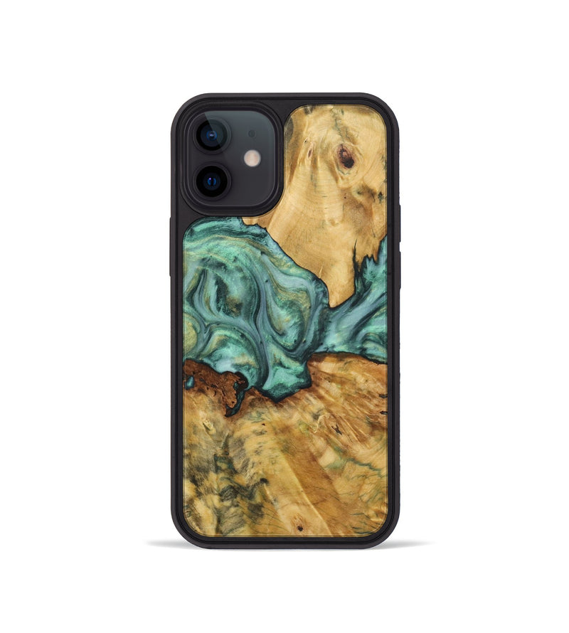 iPhone 12 mini Wood+Resin Phone Case - Adrienne (Green, 723126)