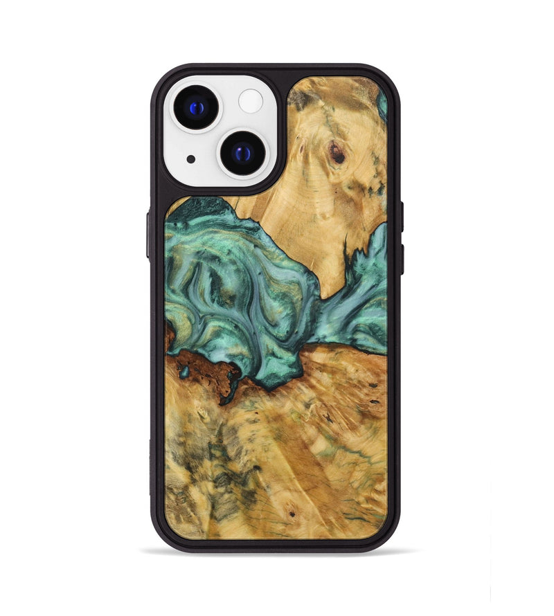 iPhone 13 Wood+Resin Phone Case - Adrienne (Green, 723126)