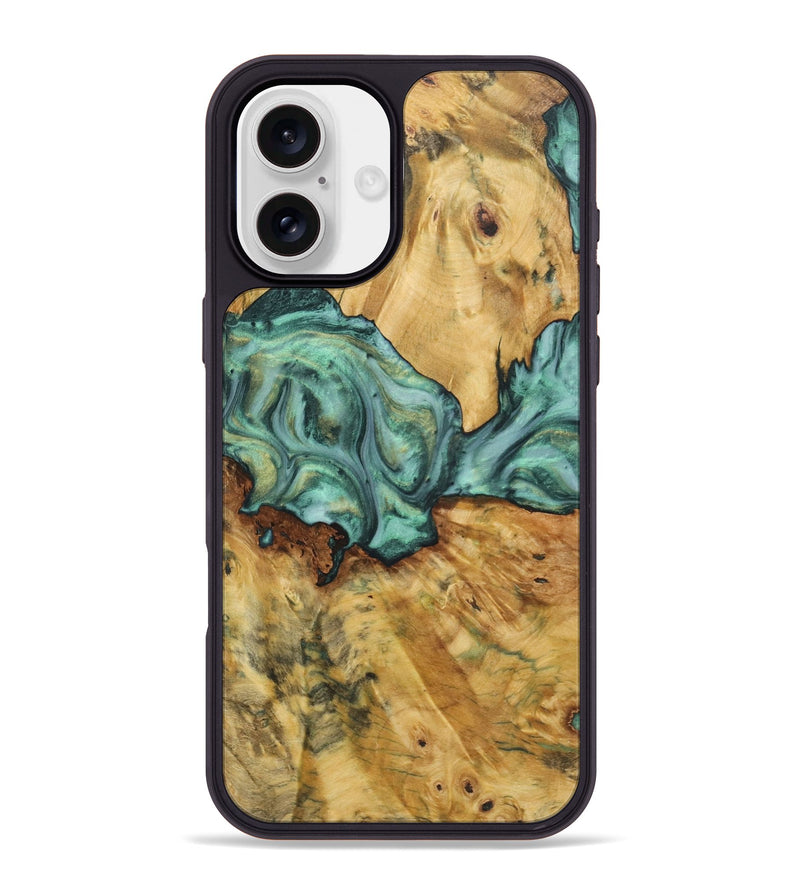 iPhone 16 Plus Wood+Resin Phone Case - Adrienne (Green, 723126)