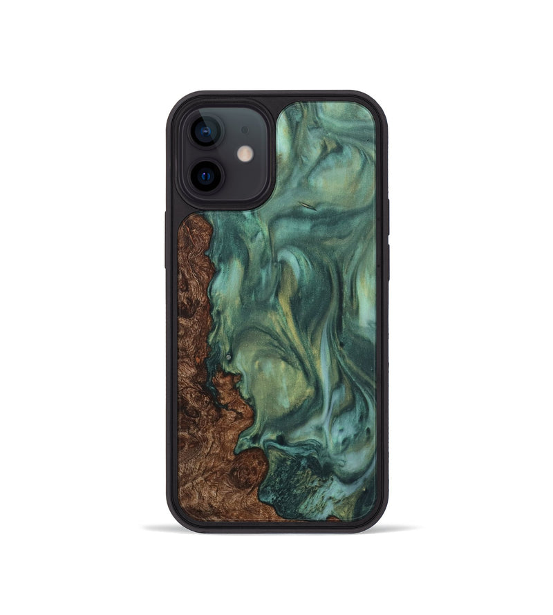 iPhone 12 mini Wood+Resin Phone Case - Claude (Green, 723127)