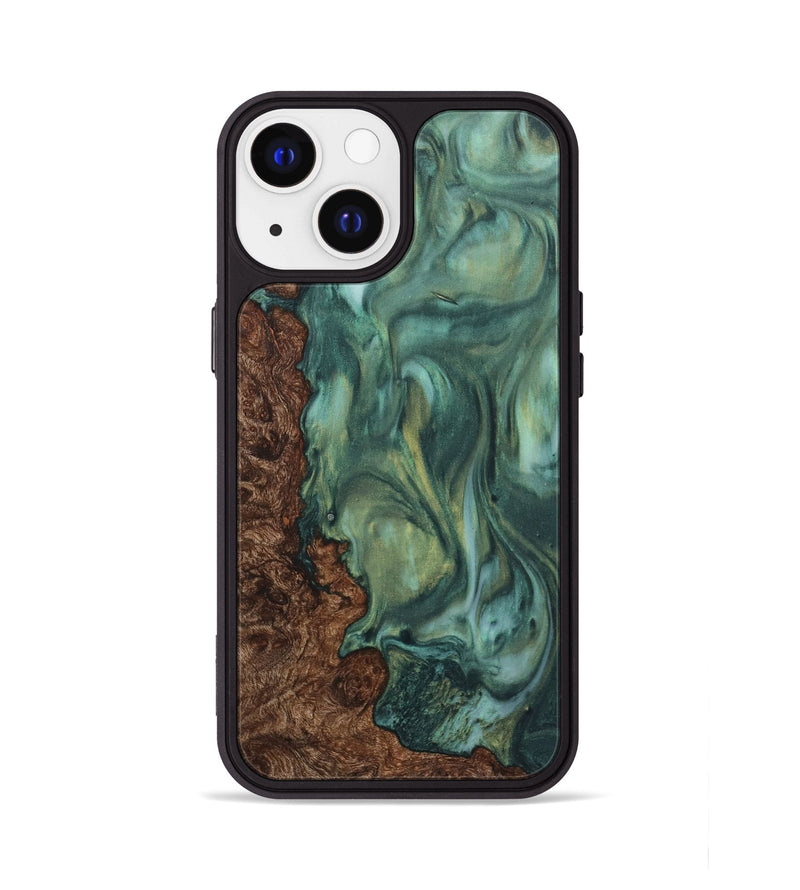 iPhone 13 Wood+Resin Phone Case - Claude (Green, 723127)