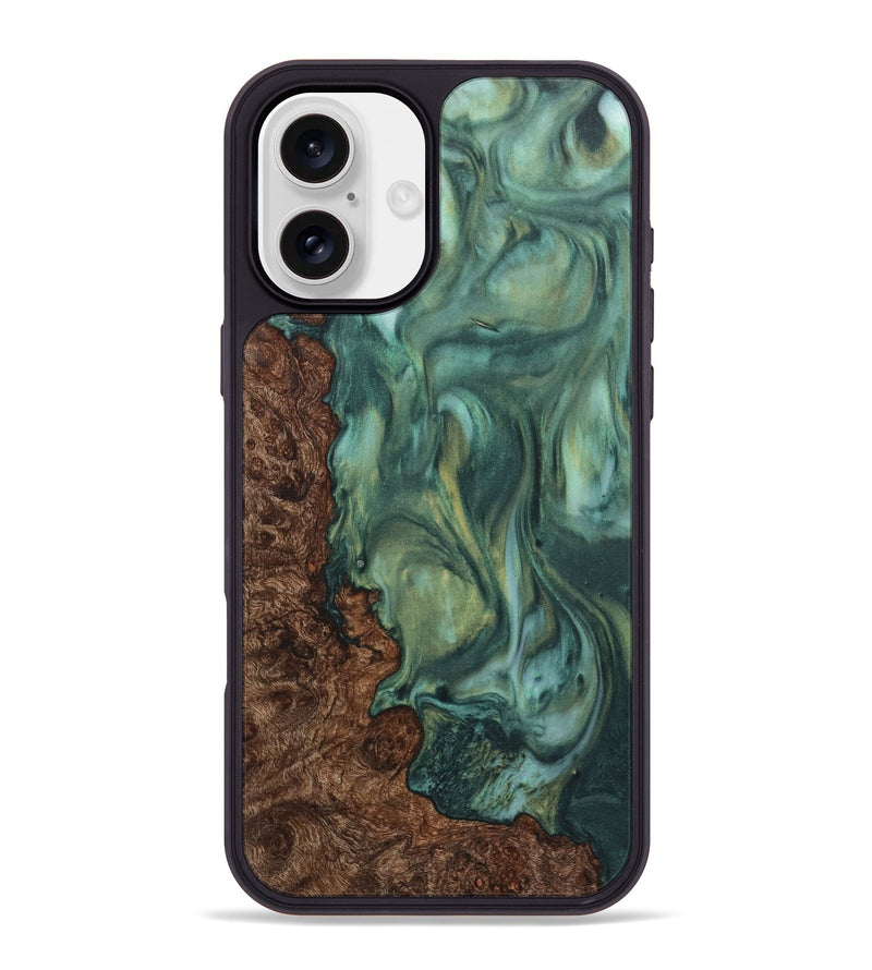 iPhone 16 Plus Wood+Resin Phone Case - Claude (Green, 723127)