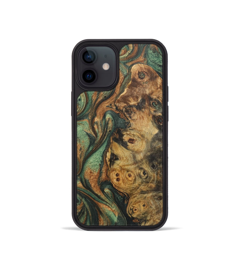 iPhone 12 mini Wood+Resin Phone Case - Iris (Green, 723128)