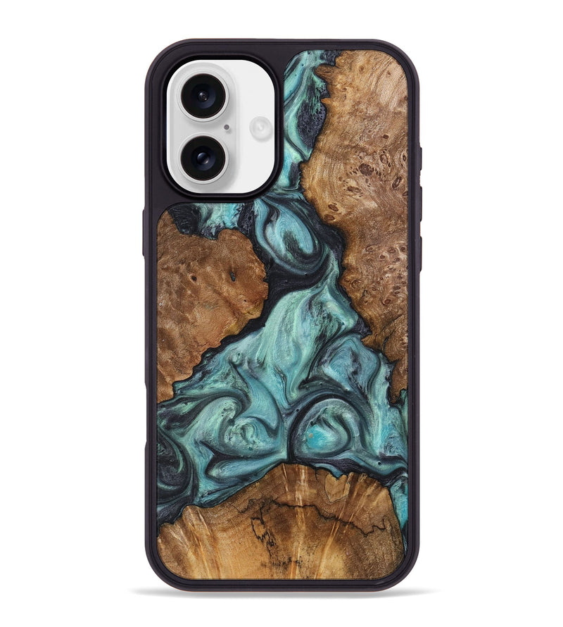 iPhone 16 Plus Wood+Resin Phone Case - Matias (Green, 723130)