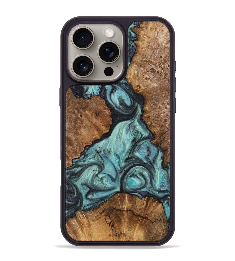 iPhone 16 Pro Max Wood+Resin Phone Case - Matias (Green, 723130)