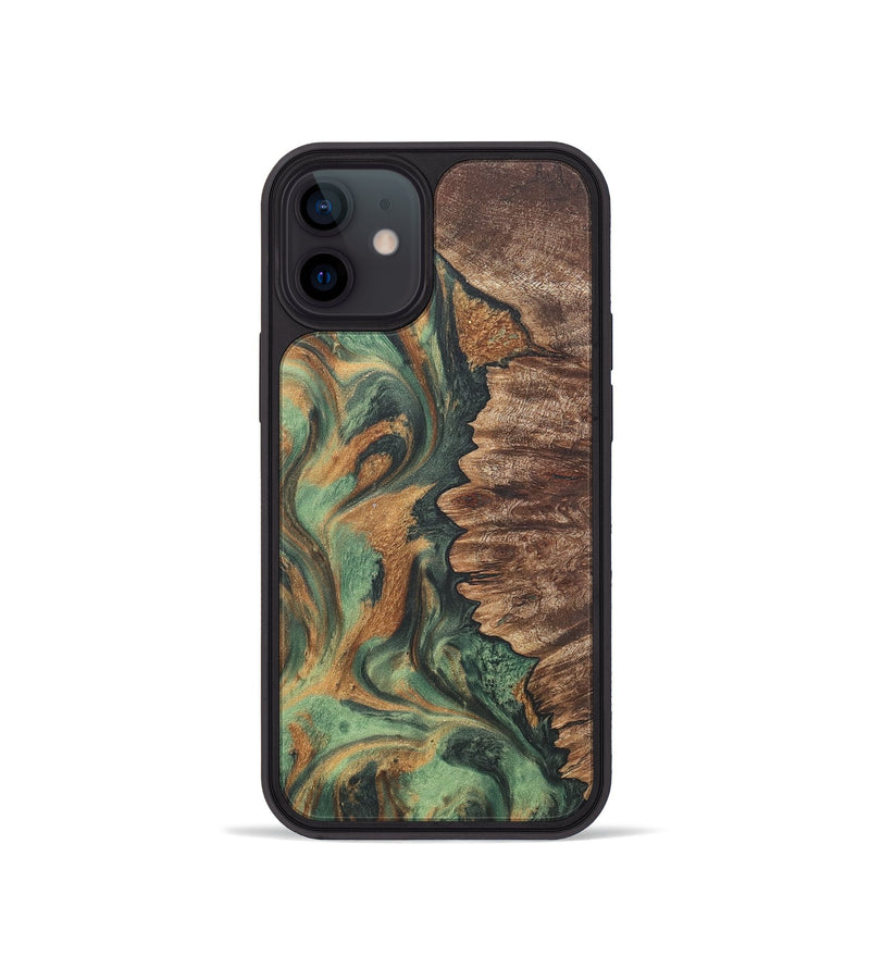 iPhone 12 mini Wood+Resin Phone Case - Geoffrey (Green, 723131)