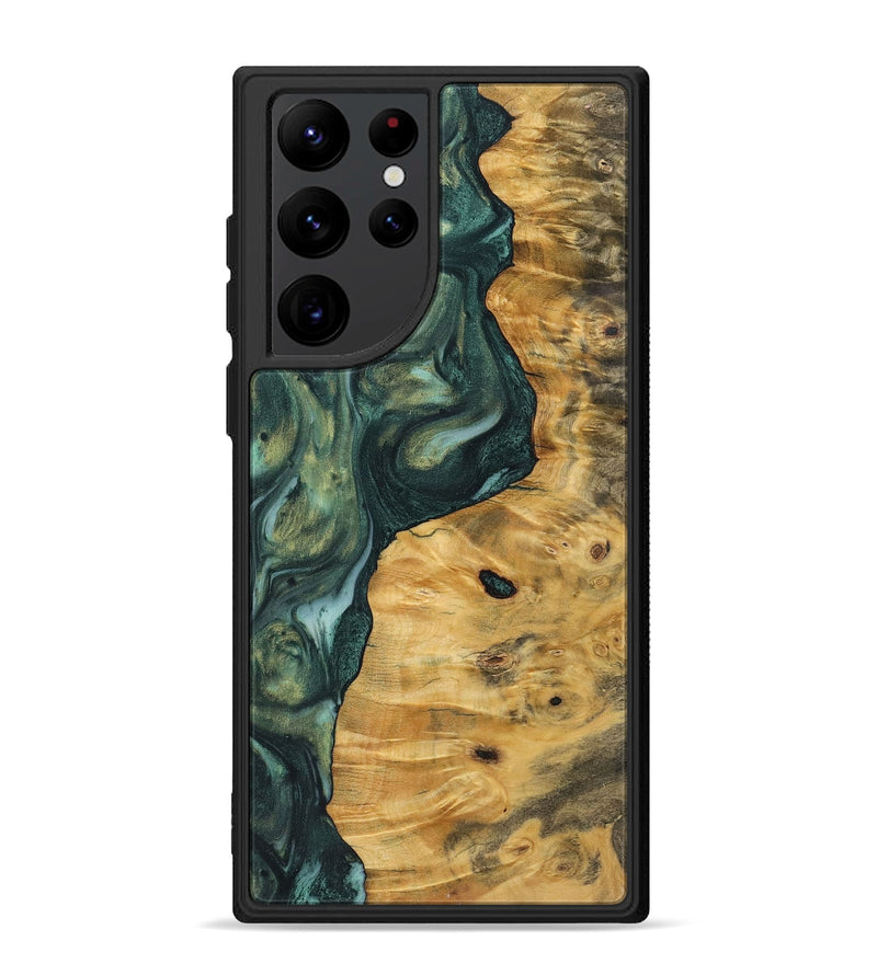 Galaxy S22 Ultra Wood+Resin Phone Case - Celia (Green, 723132)