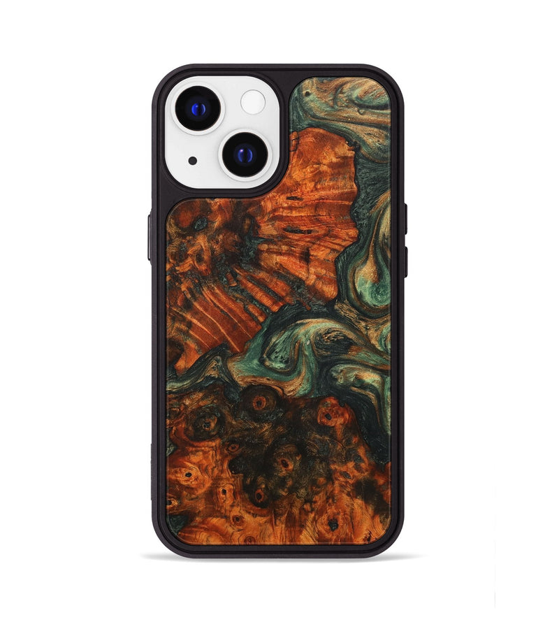 iPhone 13 Wood+Resin Phone Case - Gilbert (Green, 723133)