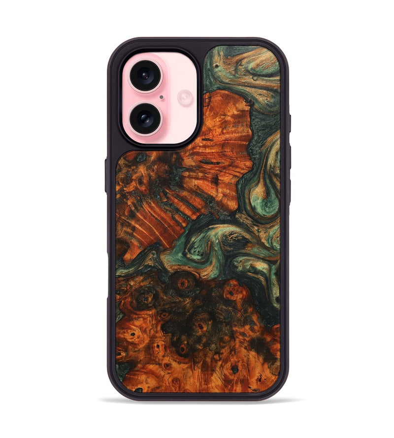 iPhone 16 Wood+Resin Phone Case - Gilbert (Green, 723133)