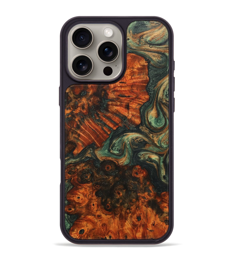 iPhone 16 Pro Max Wood+Resin Phone Case - Gilbert (Green, 723133)