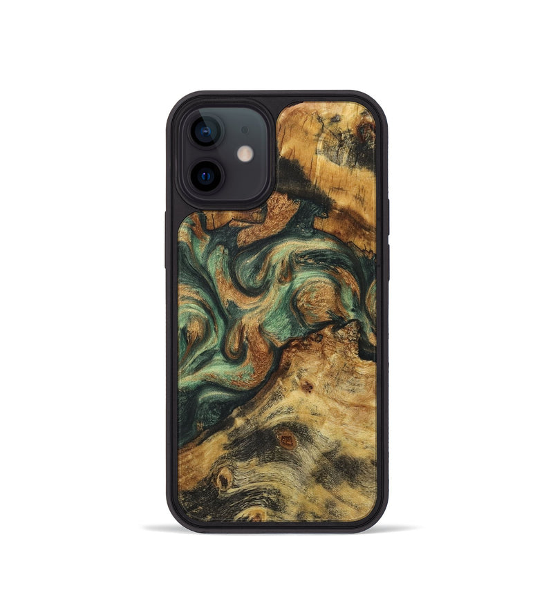 iPhone 12 mini Wood+Resin Phone Case - Kyle (Green, 723134)