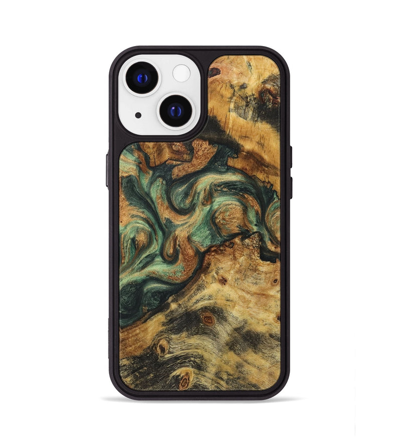 iPhone 13 Wood+Resin Phone Case - Kyle (Green, 723134)