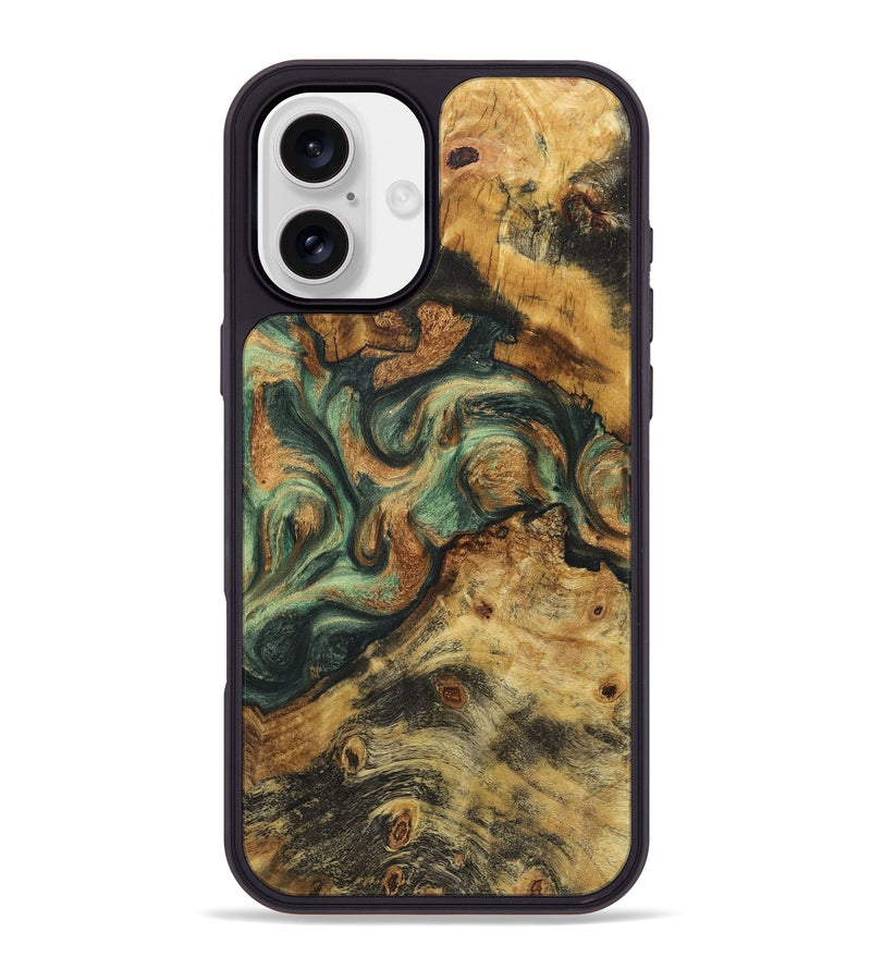 iPhone 16 Plus Wood+Resin Phone Case - Kyle (Green, 723134)